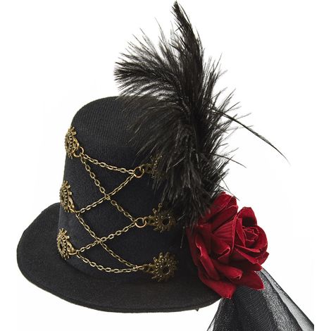 Steampunk Halloween Party Gothic Gear Top Hat Lace Feather Hat Headpiece Hair Accessory Hair Clip (1/5)