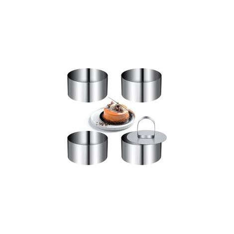 Pieces Mini-Kuchenring Formen Edelstahl Round Mousse-Ring-Set 8cm Durchmesser mit Presse Heber Verdickte Backen Werkzeug - Crezuo