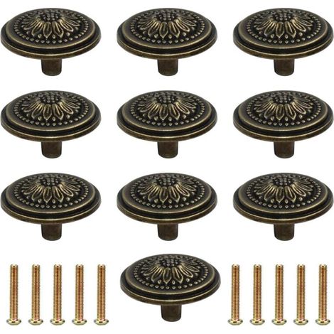 10 Pieces Vintage Furniture Handles, Cabinet Door Knobs, Brass Drawer Pull for Antique Dressers and Cabinet Furniture, Antique Bronze MUMU (1/4)