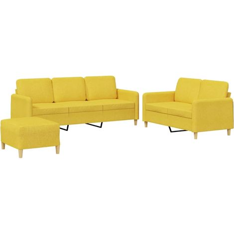 Maison Exclusive - Set di Divani 3 pz con Cuscini Giallo Chiaro in Tessuto (1/5)