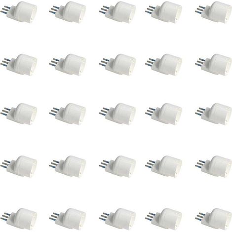 Adattatore Spina Elettrica Angolare 2P+T 10A con 1 Presa Standard Italiana 10A / Schuko 16A Laterale Salvaspazio