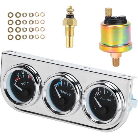 3-in-1 Auto-Instrument M10x1 52mm: Wassertemperatur, Öldruck und Voltmeter, kombiniert für Autos, Umbausatz, präzise Messung. (1/5)