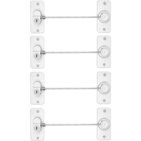 Lot de 4 serrures de réfrigérateur avec clés, pour réfrigérateur, armoires, tiroirs, lave-vaisselle, toilettes et sécurité enfant, adhésif sans trace et sans perçage (blanc) (1/5)