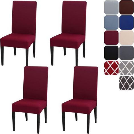 Coprisedie elastici, set da 4 pezzi, universalmente sfoderabili, lavabili, resistenti, ideali per casa, hotel, ristoranti, feste e panchine. (1/5)