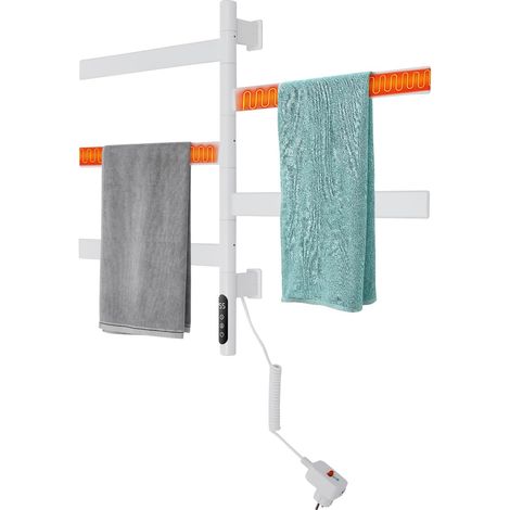Porte-Serviettes Rotatif Électrique Mural, Sèche-Serviettes avec Rotation à 180°, Écran LED, Boutons Tactiles, Thermostat (1/5)