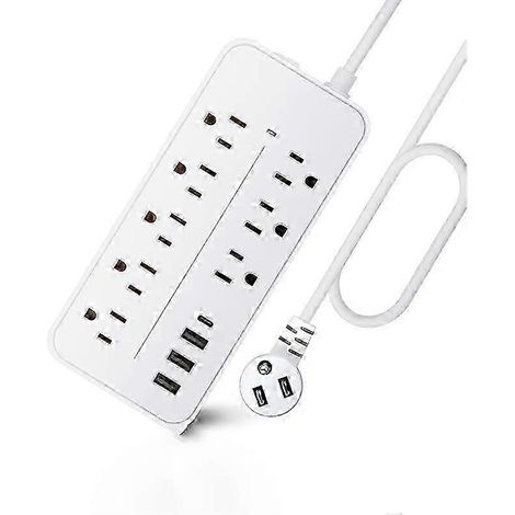 Multiprise robuste avec protection contre les surtensions, fiche plate étanche et plusieurs prises (dont un port USB-C). (1/5)