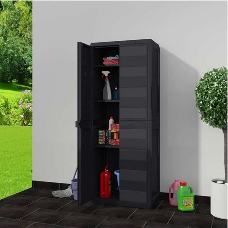 Armadietto da Giardino a 3 Ripiani Nero vidaXL (1/3)