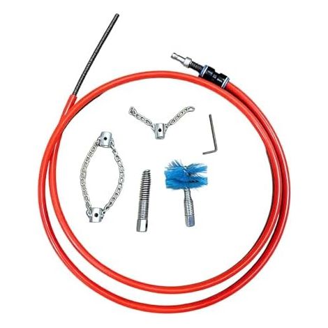 Déboucheur de Canalisation Outil Curage Tuyau Accessoire D'Entretien Flexible Chaîne Désincrustante En Acier avec Gaine Anti-éclaboussure Adapté Au, 500cm - (1/5)