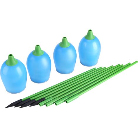 Lot de 4 lampes solaires LED en forme de tulipe, bleues, pour allée, jardin ou clôture extérieure. (1/5)