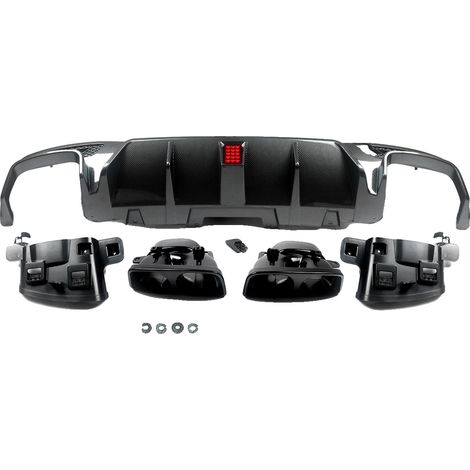 Difusor trasero, luz LED roja, salidas de escape, aspecto de fibra de carbono. (1/2)