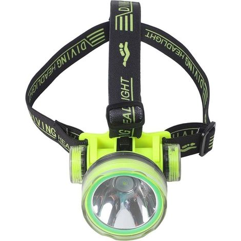 Lampe frontale de plongée étanche IPX8 à 350 m avec faisceau réglable à 170 °, lampe de pêche de nuit rechargeable pour camping, randonnée, cyclisme, lampe torche compacte noire et verte