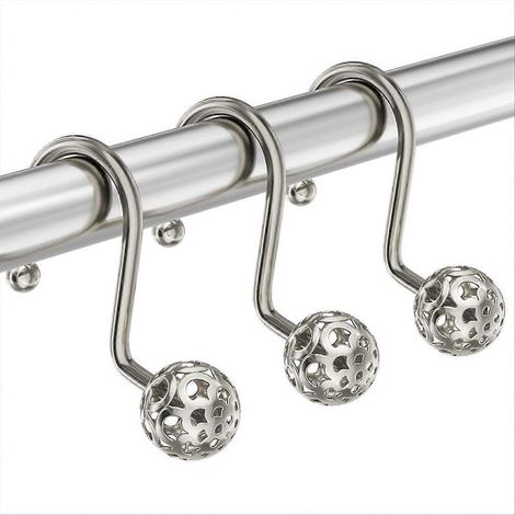 Lot de 12 crochets décoratifs en métal pour rideau de douche (1/5)