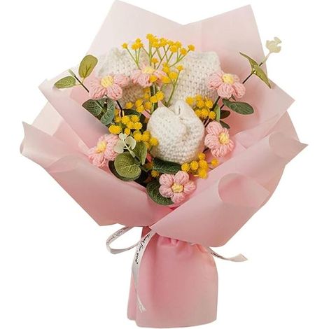 1PCS (30x35cm)Generic Bouquet de Fleurs au Crochet Tulipes Fleurs tricotées Fleurs artificielles pour la fête des mères, Mariage, fête, décoration intérieure (1/5)