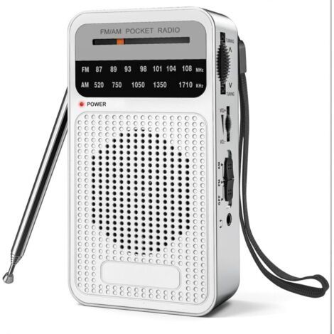 Radio AM/FM portable, radio à transistors avec haut-parleur puissant, prise casque, fonctionne avec 2 piles AA pour une portée étendue, radio de poche pour une utilisation intérieure, extérieure et en (1/5)