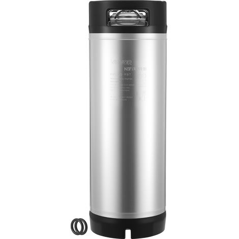 VEVOR Fut Biere Pression 19 L, Soda Keg a Verrouillage a Bille, Fut sous Pression en Inox SUS304 pour Brassage a Froid, avec Doubles Poignees et Fond en Caoutchouc, Equipement de Brassage Maison (1/5)