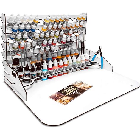 Grande Paint Station. Table de travail, organisateur et support pour peintures (50 x 37 cm + extension). (1/5)