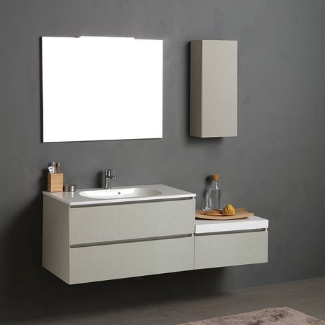 Mobiliario De Baño Suspendido 150Cm Con Cajones Y Mueble Colgante Gris Perla Valentina (1/5)