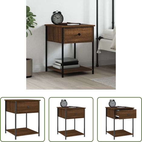 vidaXL Eichenoptik - Nachttisch Braun Eichen-Optik 44x45x58 cm Holzwerkstoff (1/5)