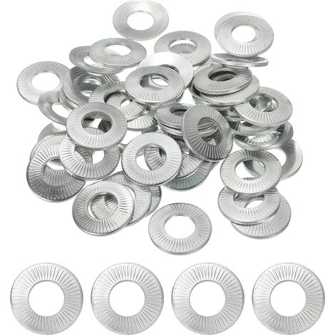 CCYKXARondelles Plates M12x26x1.8mm 50Pcs Acier 65Mn Rondelle Ressort Belleville Conique Moletée Joint Métrique Pour Automotive Industrial (Zincage Blanc) (1/5)