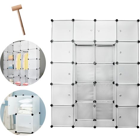 Kleiderschrank Regalsystem Kreativität Schrank Aufbewahrung DIY Badregal Regal 20 Würfel Weiß (1/5)