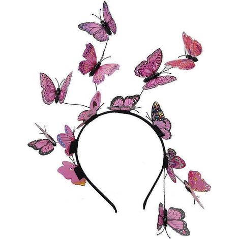Serre-tête pour cheveux de soirée femme, orné de papillons exagérés, idéal pour les fêtes et mariages.-Pink (1/5)