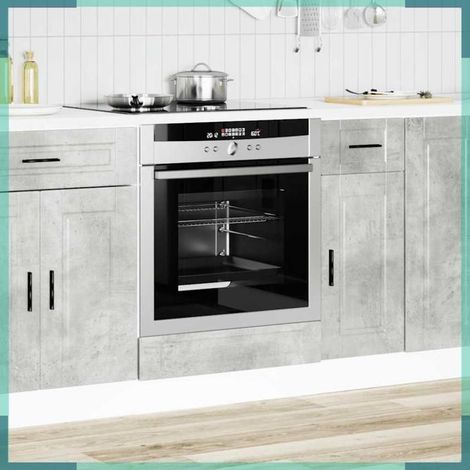 854001 Armoire à four Porto gris béton bois d'ingénierie (1/5)