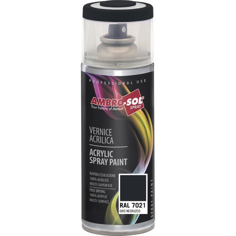 Vernis peinture Acrylique Multi-Usage, Peinture Brillante pour Intérieur et Extérieur, Adapté a Tous Type de Matériau, Aérosol En Fer-Blanc Recyclable de 400 ml, Gris Noirâtre (1/5)