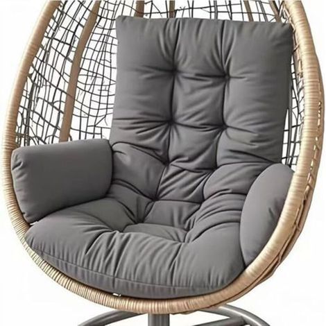 Coussin pour fauteuil suspendu, coussin de jardin, pour balancsuspendue, panier suspendu, coussin de siège, lavable, pour chaise à bascule, gris foncé (1/4)
