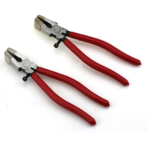 Poignées antidérapantes Pince à verre cassé/coupé Outils pour vitraux Pince à verre à bout plat Pince à couper le verre plat Outil à main Rouge 1 pièce (1/2)