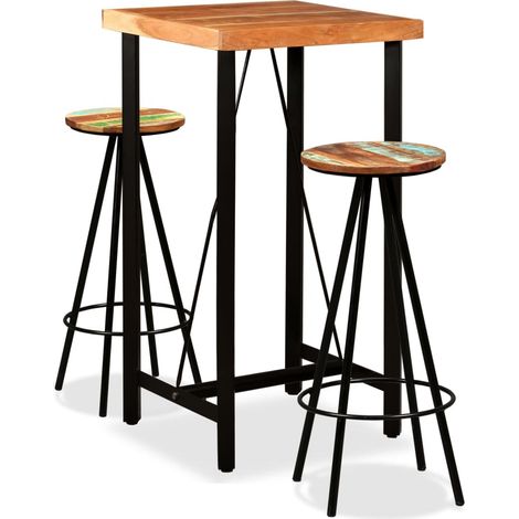 3-tlg. Bar-Set Massivholz Akazie und Altholz