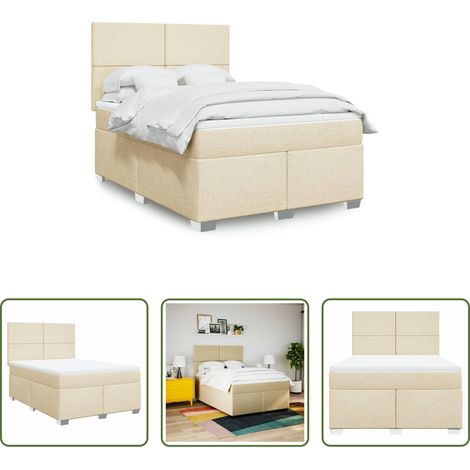 vidaXL Taschenfederkern - Boxspringbett mit Matratze Creme 140x190 cm Stoff (1/5)