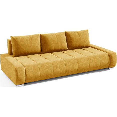 Sofa 3-Sitzer mit Schlaffunktion VOGAR Stoff Aston Gelb (1/4)