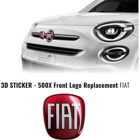 Adesivo Fiat 3D Ricambio Logo per 500X - Confezione: ANTERIORE - Colore: COLOR