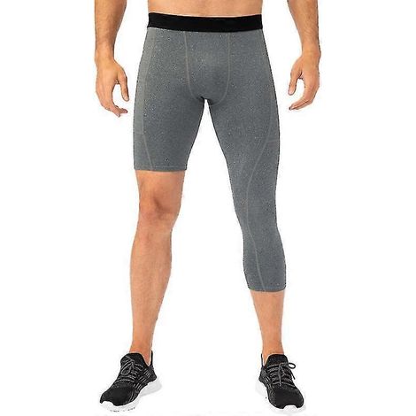 Herren-Leggings mit einem Bein für Basketball, Seitentaschen, Fitnesstraining, einbeinige Leggings-X-Large-Grey