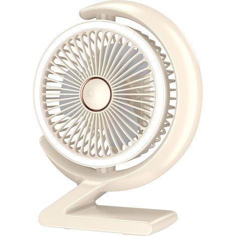 Ventilateur de table, ventilateur de table portable silencieux, ventilateur, lampe de table, convient pour chambre à coucher, bureau, beige