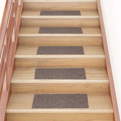 vidaXL Felpudos autoadhesivos para escaleras, 15 unidades, 60 x 25 cm, beige, rectangulares (1/5)