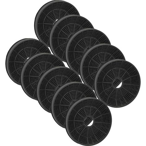 vhbw 10x Filtro a carboni attivi sostituisce Silverline AF100, YT971.1000.05, KF001 per cappe aspiranti - 16 cm