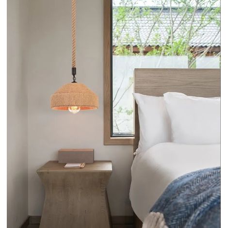 Suspension Luminaire Industrielle Vintage Lustre en Corde de Chanvre Plafonnier Rétro Ajustable pour Salon Chambre (1/5)