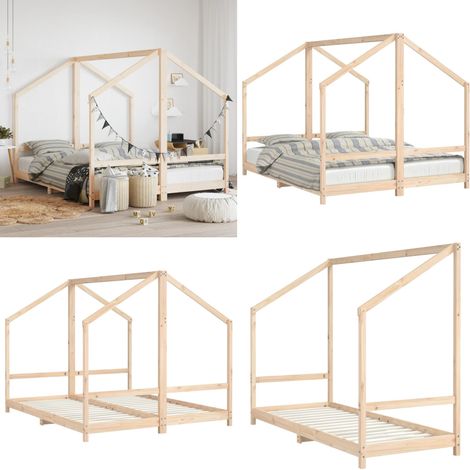 Cadre de lit pour enfants 2x(80x200) cm bois de pin massif - Cadre de lit pour enfants - Lit enfant bois de pin (1/5)
