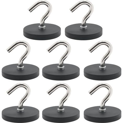 Set mit 8 extra starken Neodym-Magnethaken (D43, M6), große runde Magnete mit Haken für Spindorganizer, Magnethaken (1/5)