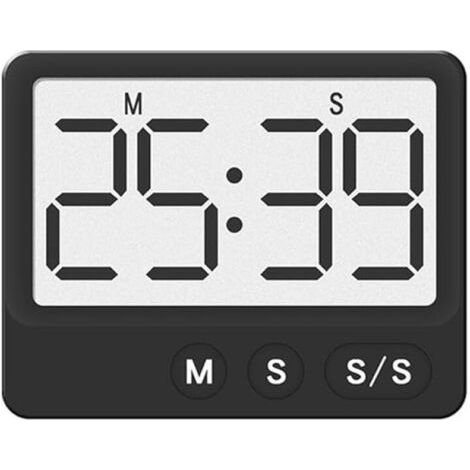 Noir Minuteur de Cuisine Magnétique avec Grand Écran LCD, avec Chronomètre,Horloge Minuteur Digital,Alarme Puissante et Compte à Rebours. (1/5)
