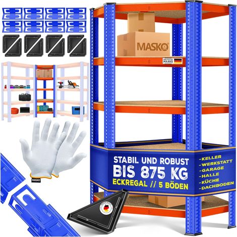 MASKO® Scaffalatura per stoccaggio pesante Scaffalatura per cantina 180x75x40cm fino a 875 kg 5 ripiani regolabili Scaffalatura annidabile Arancione / Blu