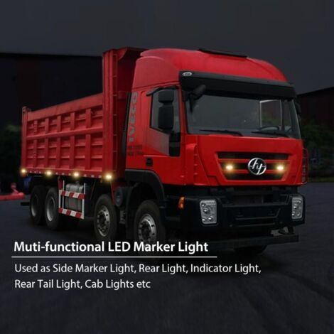 Cinq feux de position latéraux à LED, feux de position avant et arrière universels ambrés, 12V/24V, adaptés aux remorques, voitures, camions et camping-cars. (1/3)