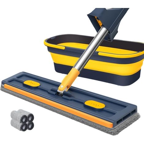 Balai de nettoyage en microfibre pour le nettoyage du sol, tête rotative à 360 degrés, idéal pour le bois dur, le stratifié, le carrelage et les sols en pierre, lavable et réutilisable (seau (1/5)
