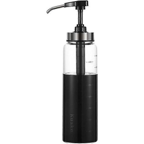 Soßen- und Sirupspenderflasche aus Glas, Olivenölspender mit Weithals-Presspumpe, Küchenausstattung-300ML-Black