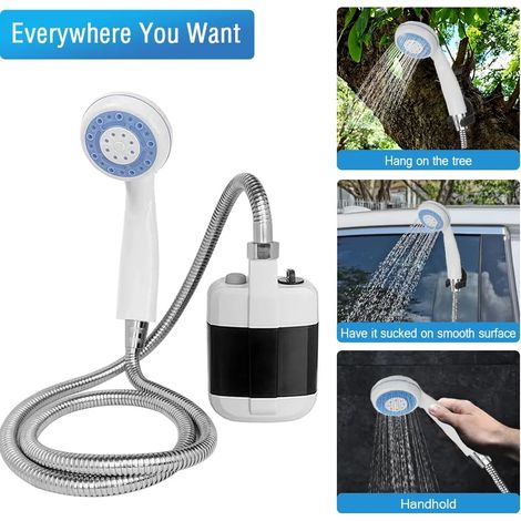 (Douche 2200 mAh A) Pommeau de douche portable rechargeable pour le camping, pompe 3,7 V, portée de 1,5 m, idéal pour les voyages, la randonnée, la plage et le nettoyage des animaux domestiques. (1/3)