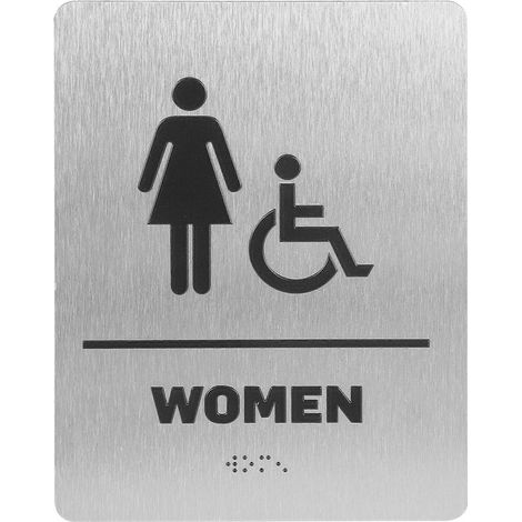 Panneau de toilettes pour femmes, panneau métallique, panneau d'identification des toilettes avec braille-20x15cm (1/4)