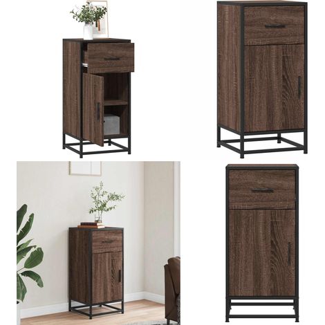 vidaXL Sideboard Braun Eichen-Optik 35,5x35x76 cm Holzwerkstoff Metall (1/5)