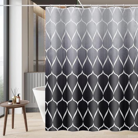 1 Rideau De Douche 240x200 Cm, Tissu Polyester Imperméable, 12 Crochets Inclus, Pour Salle De Bain (1/5)