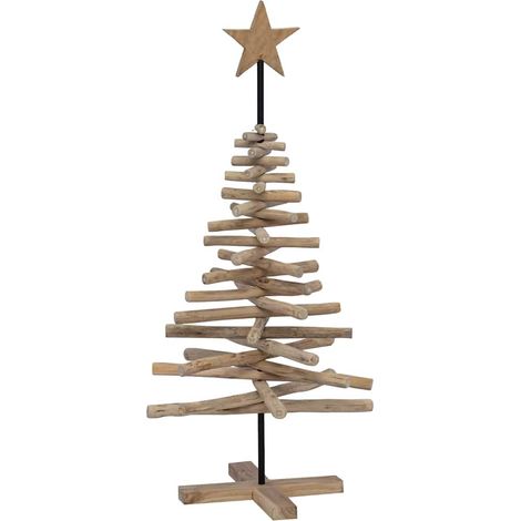 Árbol de Navidad Marrón 120 cm Madera de teca maciza vidaXL